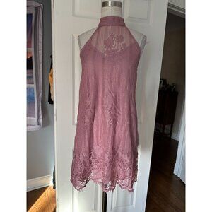 NWT No Boundaries pink lace halter dress XS